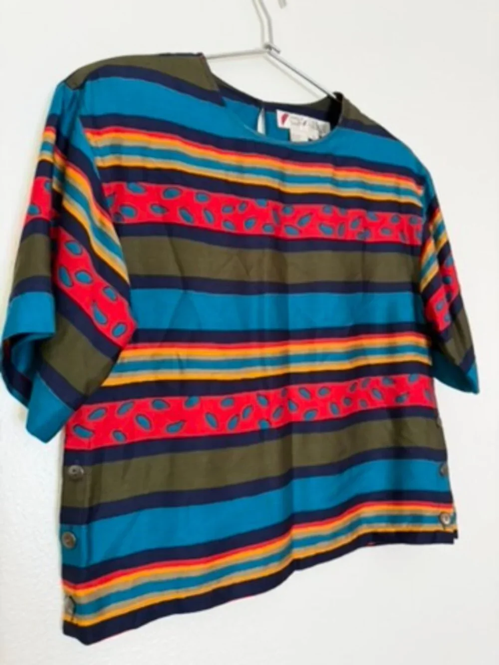 Chaus Petites Colorful Striped 2 Piece Skirt Top Set Size S